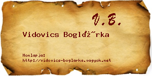 Vidovics Boglárka névjegykártya