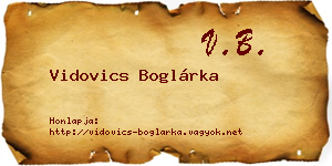 Vidovics Boglárka névjegykártya